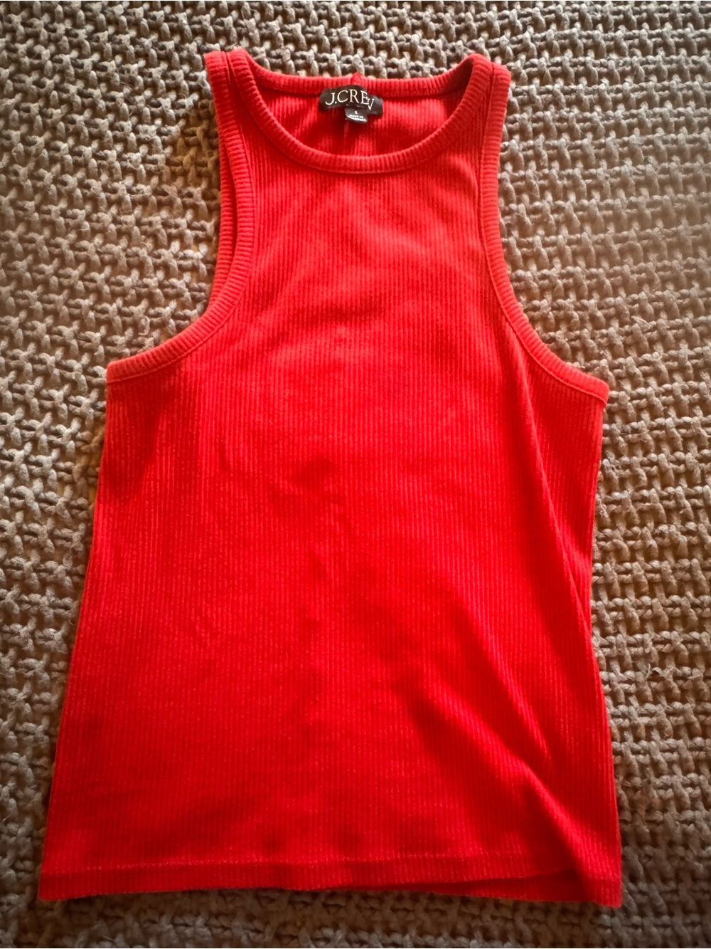 J. Crew Bright Red Ribbed Tank Top